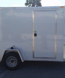 7x10 SA Trailer - White, Ramp, Side Door