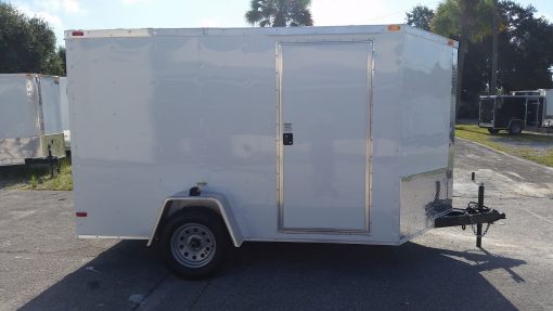 7x10 SA Trailer - White, Ramp, Side Door