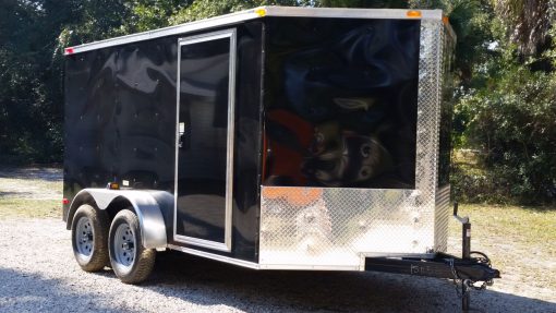 7x12 TA Trailer - Black, Ramp, Side Door