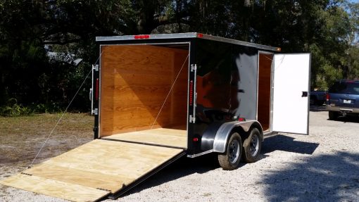 7x12 TA Trailer - Black, Ramp, Side Door