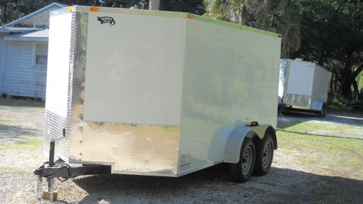 7x12 TA Trailer - White, Ramp, Side Door