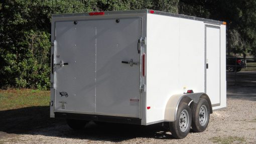 7x12 TA Trailer - White, Ramp, Side Door