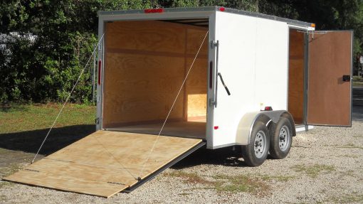 7x12 TA Trailer - White, Ramp, Side Door