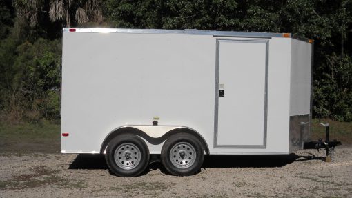 7x12 TA Trailer - White, Ramp, Side Door