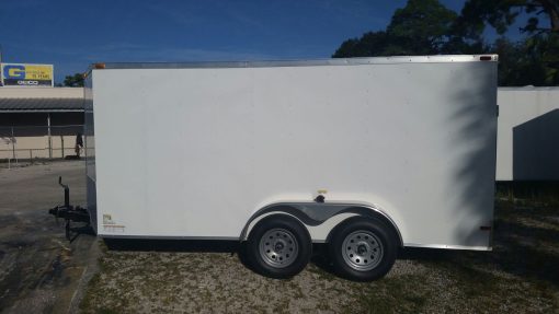 7x14 TA Trailer - White, Ramp, Side Door