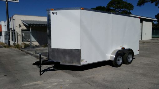7x14 TA Trailer - White, Ramp, Side Door