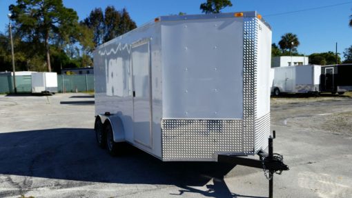 7x14 TA Trailer - White, Ramp, Side Door