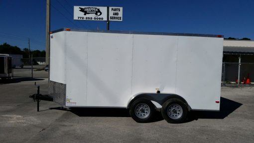 7x14 TA Trailer - White, Ramp, Side Door