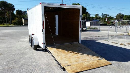 7x14 TA Trailer - White, Ramp, Side Door