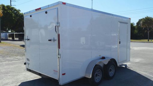 7x14 TA Trailer - White, Ramp, Side Door