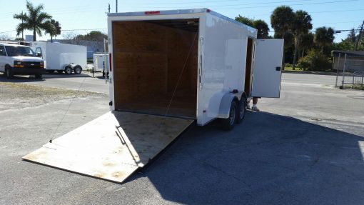 7x14 TA Trailer - White, Ramp, Side Door