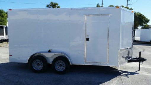 7x14 TA Trailer - White, Ramp, Side Door