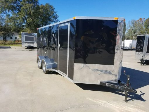 7x16 TA Trailer - Black, Ramp, Side Door, Split Axles