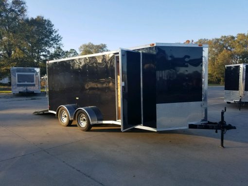 7x16 TA Trailer - Black, Ramp, Side Door, Split Axles