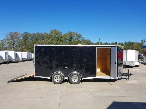 7x16 TA Trailer - Black, Ramp, Side Door, Split Axles