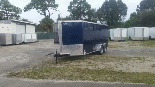 7x16 TA Trailer - Blue, Ramp, Side Door