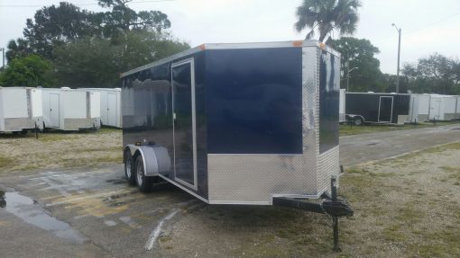 7x16 TA Trailer - Blue, Ramp, Side Door