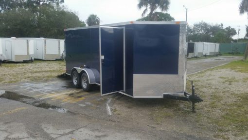 7x16 TA Trailer - Blue, Ramp, Side Door