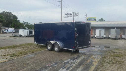 7x16 TA Trailer - Blue, Ramp, Side Door