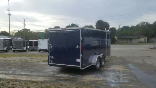 7x16 TA Trailer - Blue, Ramp, Side Door