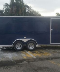 7x16 TA Trailer - Blue, Ramp, Side Door