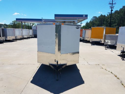 7x16 TA Trailer - White, Double Barn Doors, Side Door, Ladder Racks, Bias