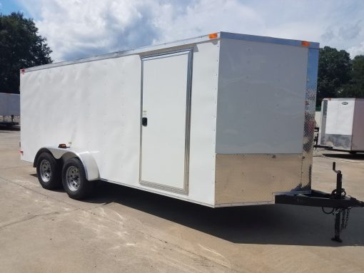 7x16 TA Trailer - White, Double Barn Doors, Side Door, Luan Ceiling, Insultated Walls and Ceiling