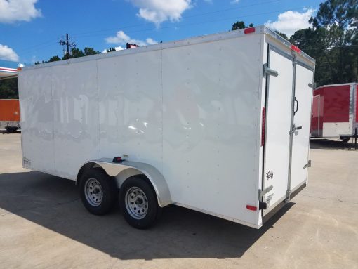 7x16 TA Trailer - White, Double Barn Doors, Side Door, Luan Ceiling, Insultated Walls and Ceiling