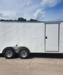 7x16 TA Trailer - White, Double Barn Doors, Side Door, Luan Ceiling, Insultated Walls and Ceiling