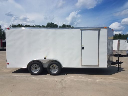 7x16 TA Trailer - White, Double Barn Doors, Side Door, Luan Ceiling, Insultated Walls and Ceiling