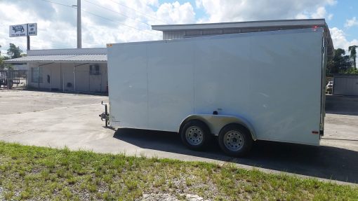 7x16 TA Trailer - White, Dowble Doors, Side Door, Extra Height