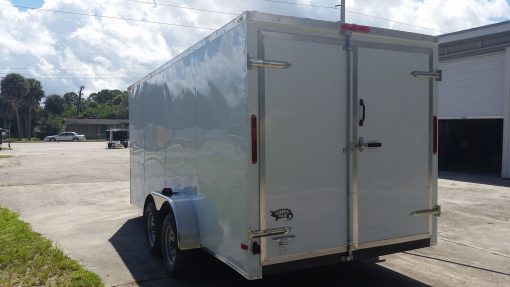 7x16 TA Trailer - White, Dowble Doors, Side Door, Extra Height