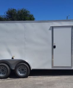 7x16 TA Trailer - White, Dowble Doors, Side Door, Extra Height