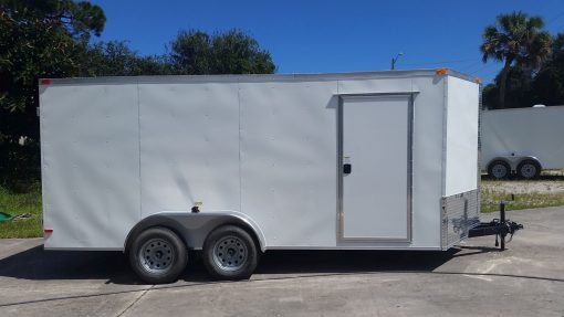 7x16 TA Trailer - White, Dowble Doors, Side Door, Extra Height