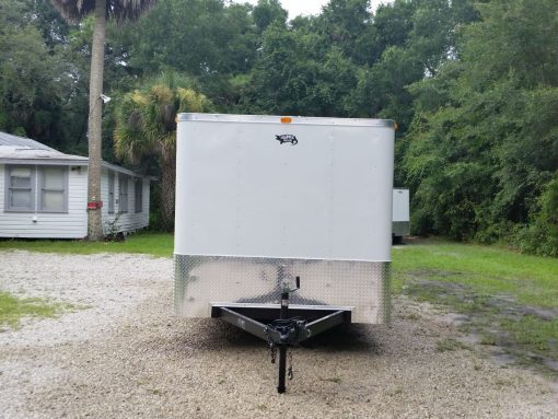 7x16 TA Trailer - White, Ramp, Side Door, Flat Front