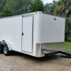 7x16 TA Trailer - White, Ramp, Side Door, Flat Front