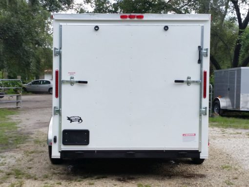 7x16 TA Trailer - White, Ramp, Side Door, Flat Front