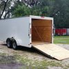 7x16 TA Trailer - White, Ramp, Side Door, Flat Front