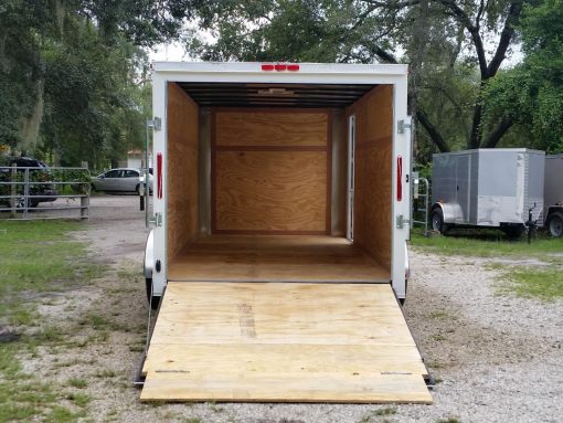 7x16 TA Trailer - White, Ramp, Side Door, Flat Front