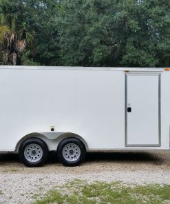 7x16 TA Trailer - White, Ramp, Side Door, Flat Front