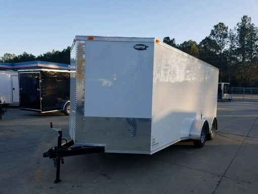 7x16 TA Trailer - White, Ramp, Side Door, Split Axles