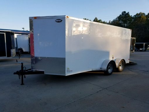 7x16 TA Trailer - White, Ramp, Side Door, Split Axles