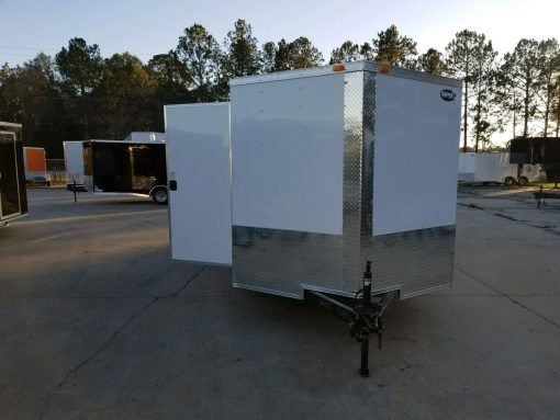 7x16 TA Trailer - White, Ramp, Side Door, Split Axles