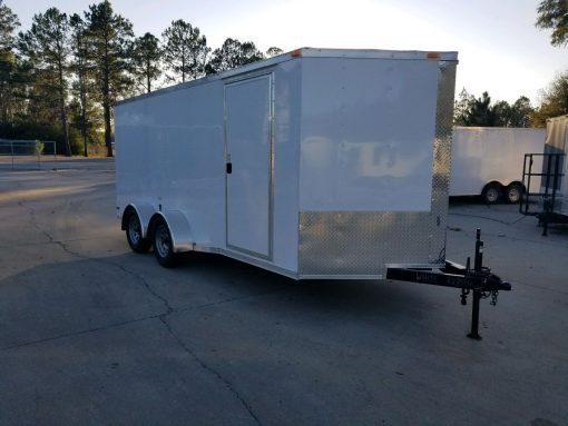 7x16 TA Trailer - White, Ramp, Side Door, Split Axles