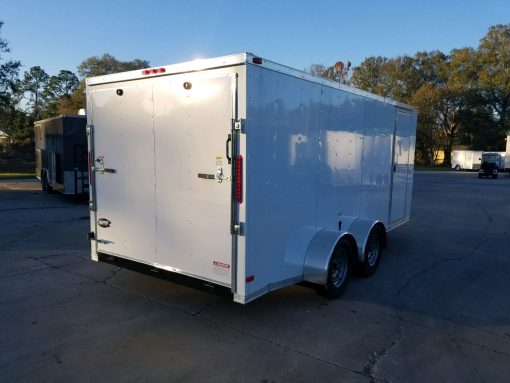 7x16 TA Trailer - White, Ramp, Side Door, Split Axles