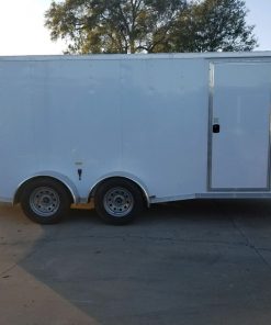 7x16 TA Trailer - White, Ramp, Side Door, Split Axles