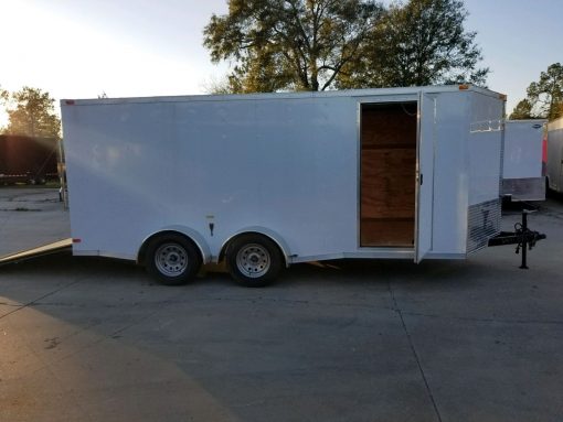 7x16 TA Trailer - White, Ramp, Side Door, Split Axles