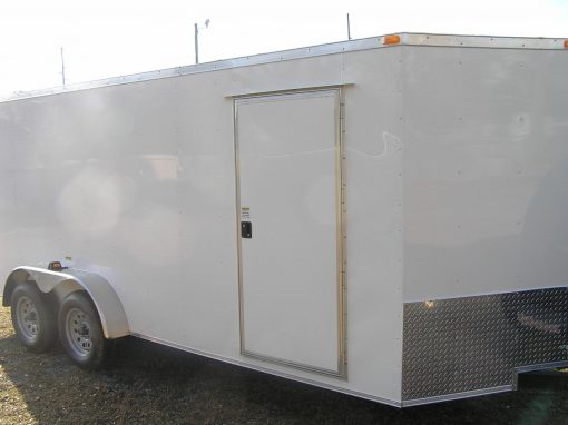 7x18 TA Trailer - White, Ramp, Side Door, Extra Height