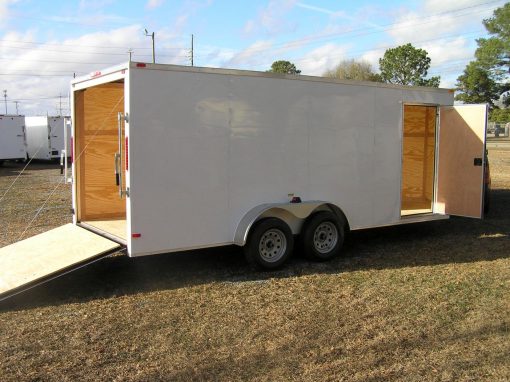 7x18 TA Trailer - White, Ramp, Side Door, Extra Height