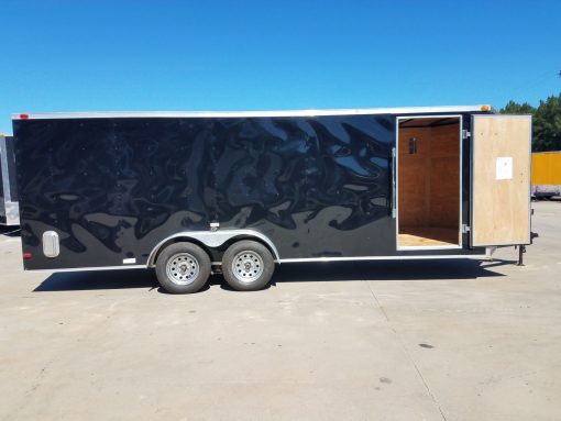 7x20 TA Trailer - Black, Ramp, Side Door, Extra Ventilation